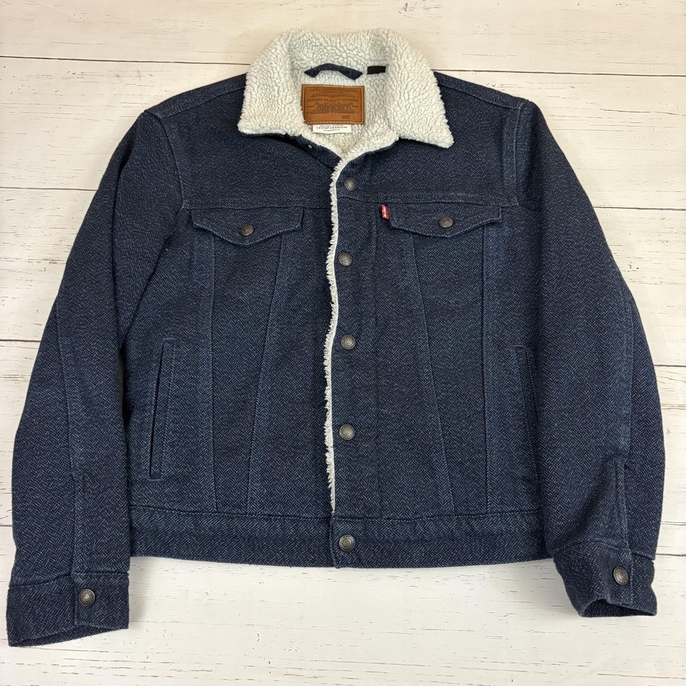 Levis Denim Trucker Jacket Mens S Sherpa Lined